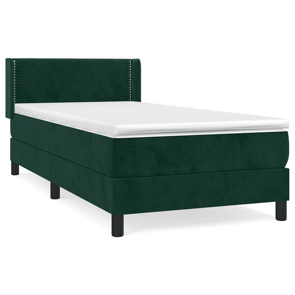 vidaXL Cama com molas/colch&atilde;o 80x200 cm veludo verde-escuro