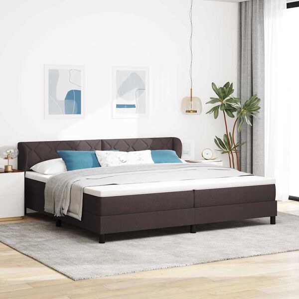 vidaXL Cama Box com colch&atilde;o Marrom Escuro 200 x 200 cm tecido