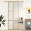 vidaXL Porta deslizante 76x205 cm vidro ESG fosco/alum&iacute;nio dourado