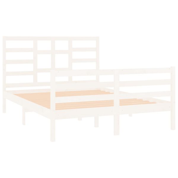 vidaXL Estrutura cama pequena casal 120x190 cm pinho maci&ccedil;o branco