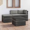 vidaXL 4 pcs conjunto lounge de paletes + almofad&otilde;es madeira de pinho