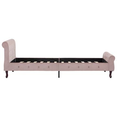 vidaXL Estrutura de cama 100x200 cm veludo cor-de-rosa