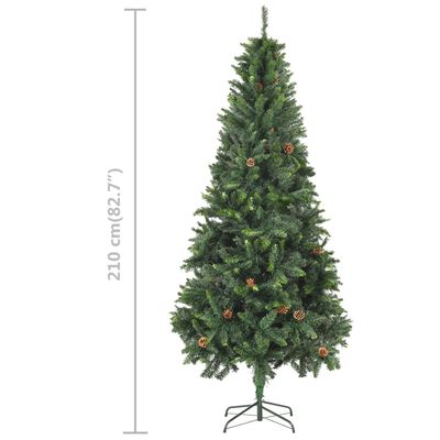 vidaXL Árvore Natal artificial pré-iluminada c/ bolas 210 cm verde