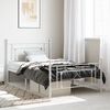 vidaXL Estrutura de cama com cabeceira e p&eacute;s 107x203 cm metal branco