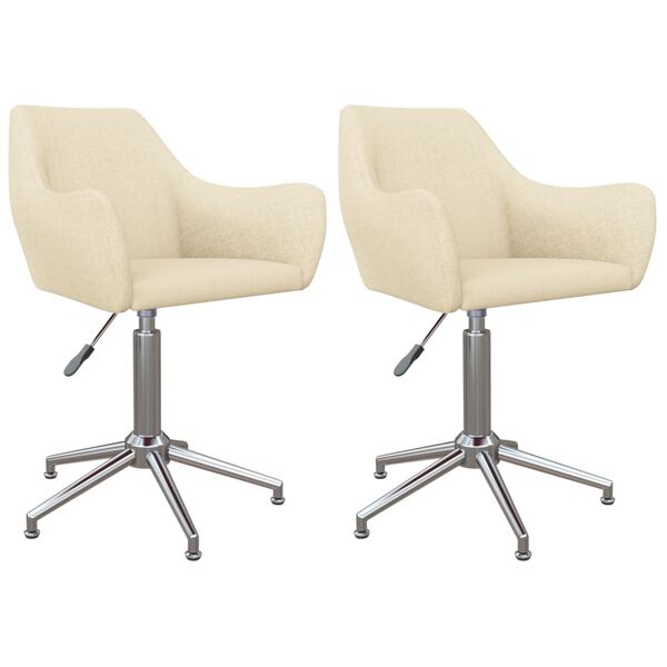 vidaXL Cadeiras de jantar girat&oacute;rias 2 pcs tecido cor creme
