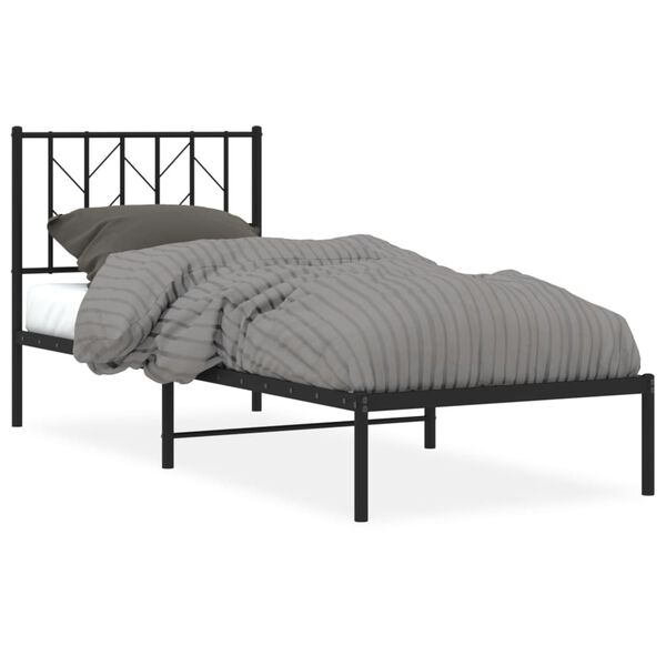vidaXL Estrutura de cama com cabeceira 80x200 cm metal preto