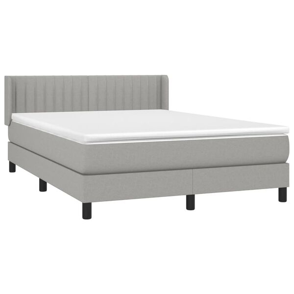 vidaXL Cama com molas/colch&atilde;o 140x190 cm tecido cinzento-claro