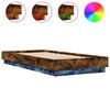 vidaXL Estrutura de cama com luzes LED 90x200 cm carvalho fumado