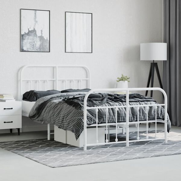 vidaXL Estrutura de cama com cabeceira e pés 120x200 cm metal branco