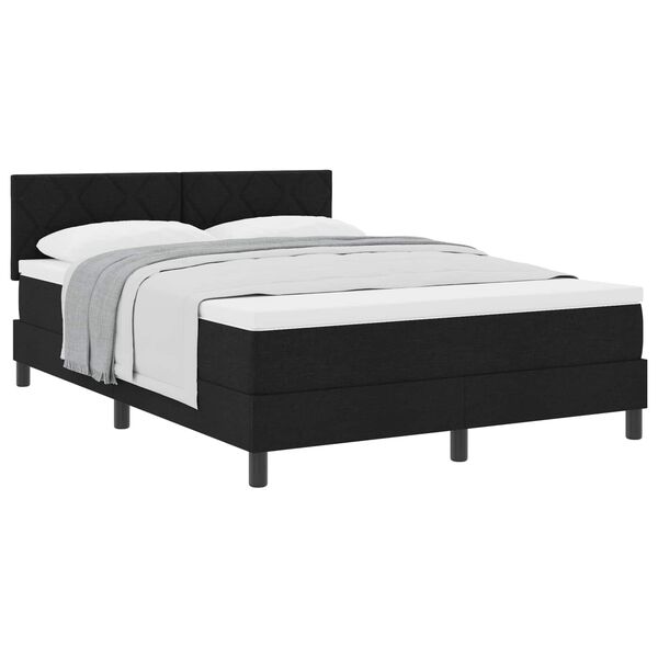 vidaXL Cama Box com colch&atilde;o com cabeceira Preto 140 x 190 cm tecido