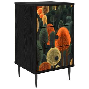 vidaXL Arm&aacute;rio de Cabeceira ZAANDAM Carvalho Preto 36 x 33 x 61 cm