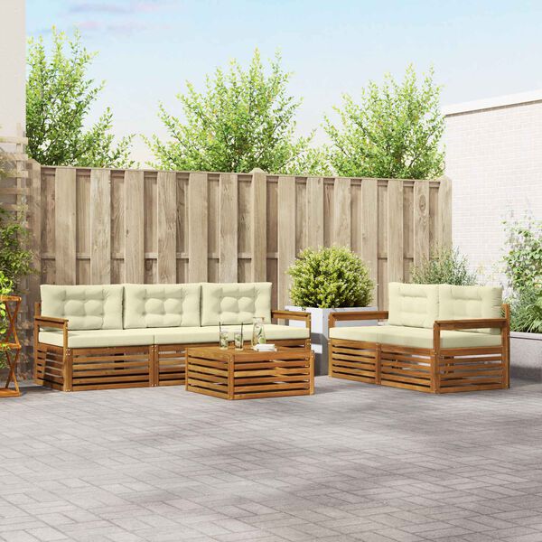 vidaXL Conjunto de Sof&aacute;s para Exterior 6 pcs Natural e Creme