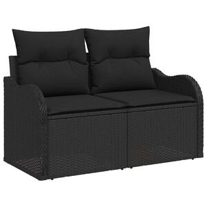 vidaXL Sof&aacute; de jardim com almofada Preto 121 x 62 x 69cm vime PE
