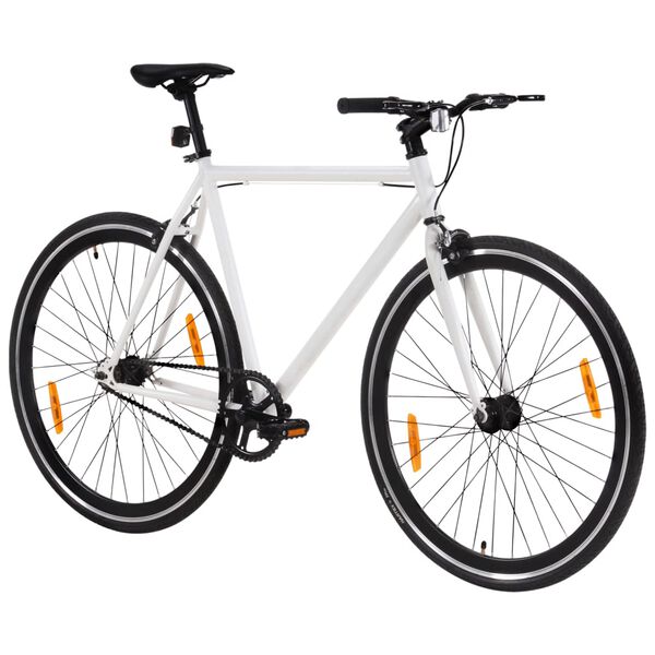 vidaXL Bicicleta de mudan&ccedil;as fixas 700c 51 cm branco e preto