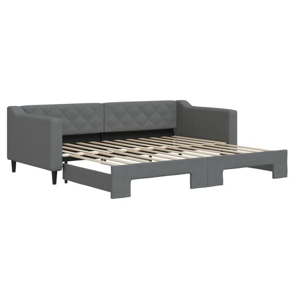 vidaXL Sof&aacute;-cama com gavet&atilde;o 90x200 cm tecido cinzento-escuro