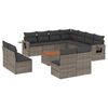vidaXL 12 pcs conjunto de sof&aacute;s jardim c/ almofad&otilde;es vime PE cinzento
