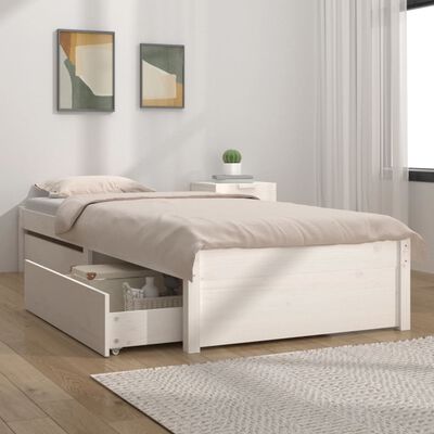 vidaXL Estrutura cama com gavetas 90x190 cm Single branco