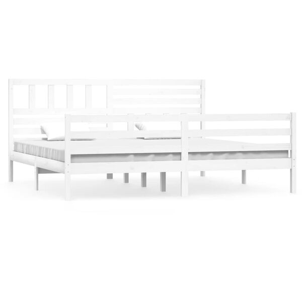vidaXL Estrutura de cama super king 180x200 cm madeira maci&ccedil;a branco