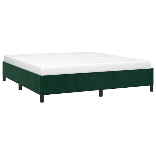 vidaXL Estrutura de cama sem colch&atilde;o 160x200 cm veludo verde-escuro