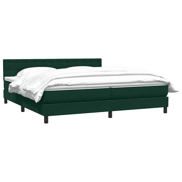 vidaXL Cama com molas/colch&atilde;o 180x220 cm veludo verde-escuro