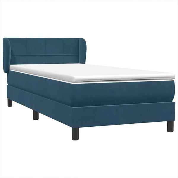 vidaXL Cama com molas/colch&atilde;o 80x220 cm veludo azul-escuro