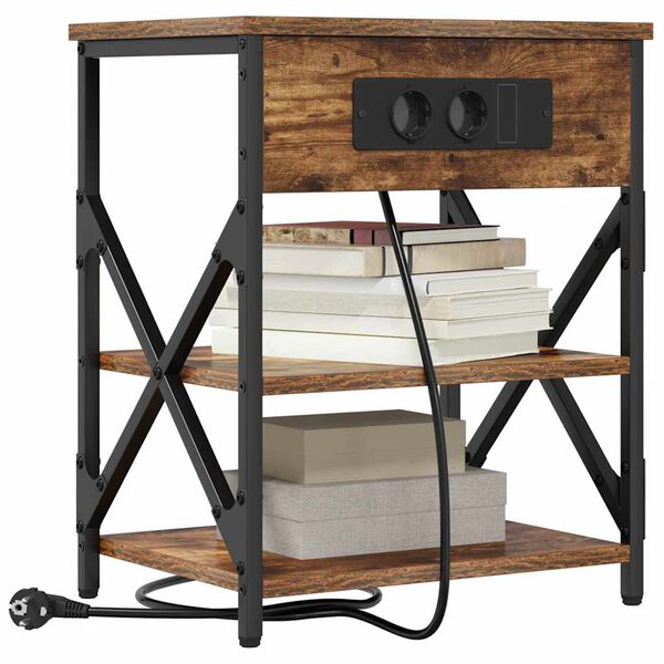 vidaXL Arm&aacute;rio de Cabeceira Carvalho Defumado 41 x 31 x 51 cm