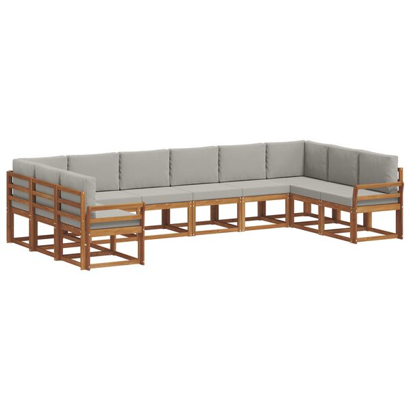 vidaXL Conjunto de Sof&aacute;s para Exterior 10 pcs Cinza Natural e Claro