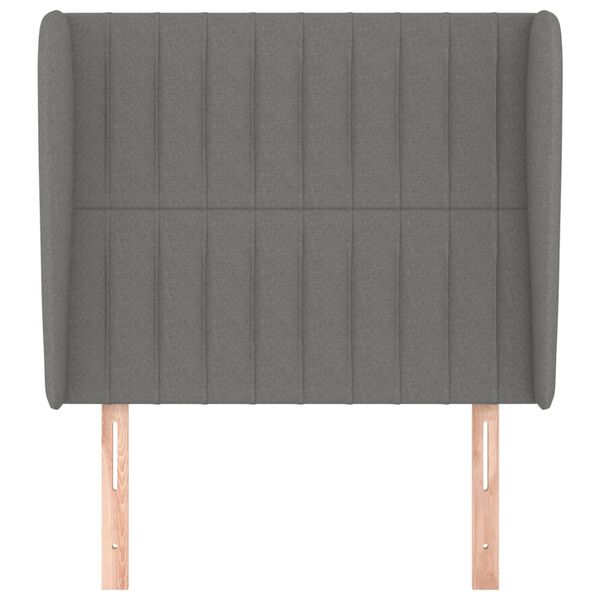 vidaXL Cabeceira cama c/ abas tecido 83x23x118/128 cm cinzento-escuro