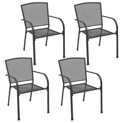 vidaXL Cadeiras de jardim design rede 4 pcs aço antracite