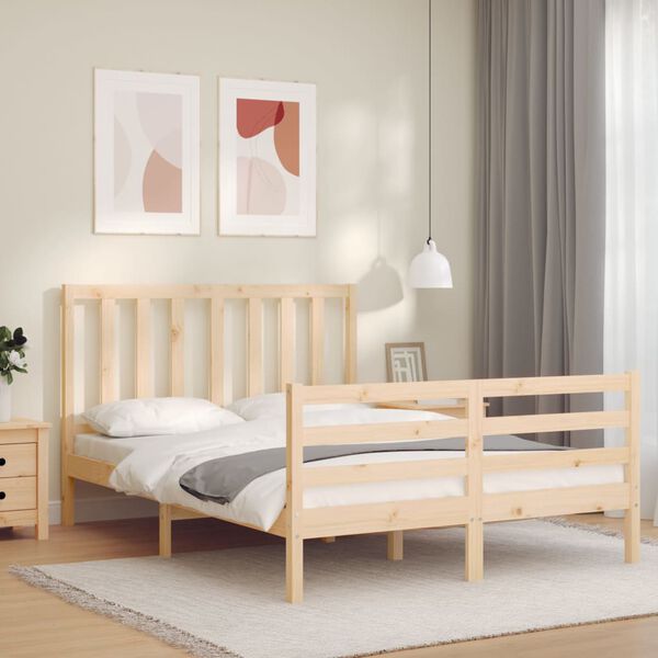 vidaXL Cama sem colchão 140x190 cm madeira de pinho maciça
