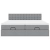 vidaXL Estrutura de cama otomana com colch&otilde;es tecido cinzento claro