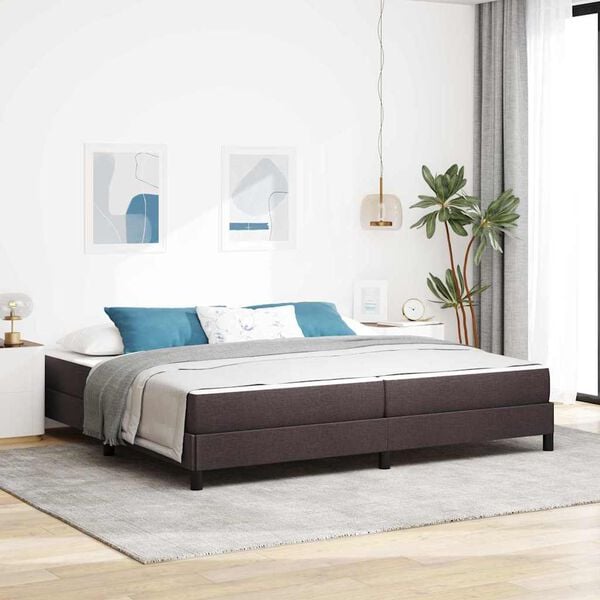 vidaXL Cama Box com colch&atilde;o Marrom Escuro 200 x 200 cm tecido