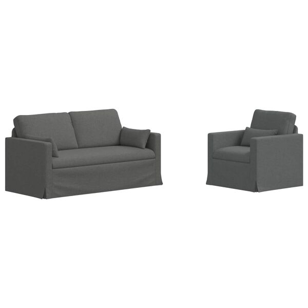 vidaXL Sof&aacute; 2 pcs Cinza Escuro 158 x 78 x 80 cm tecido