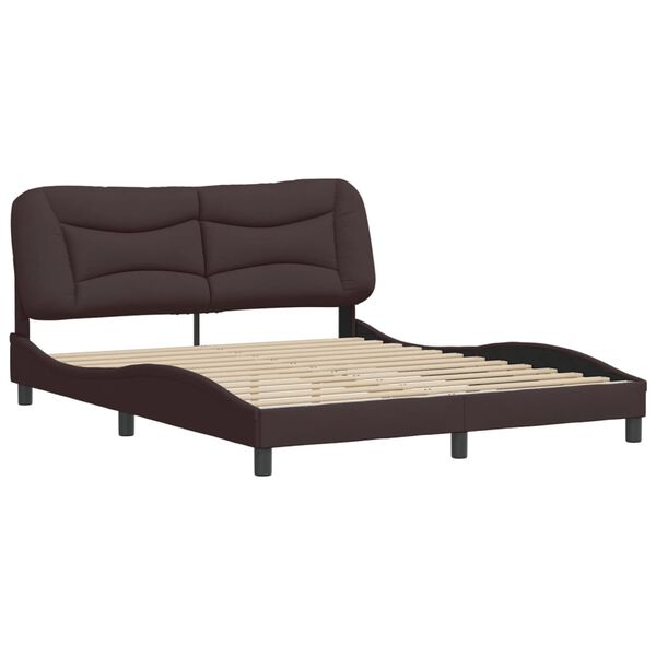 vidaXL Estrutura de cama sem colch&atilde;o Hvar 160x200 cm tecido castanho-escuro