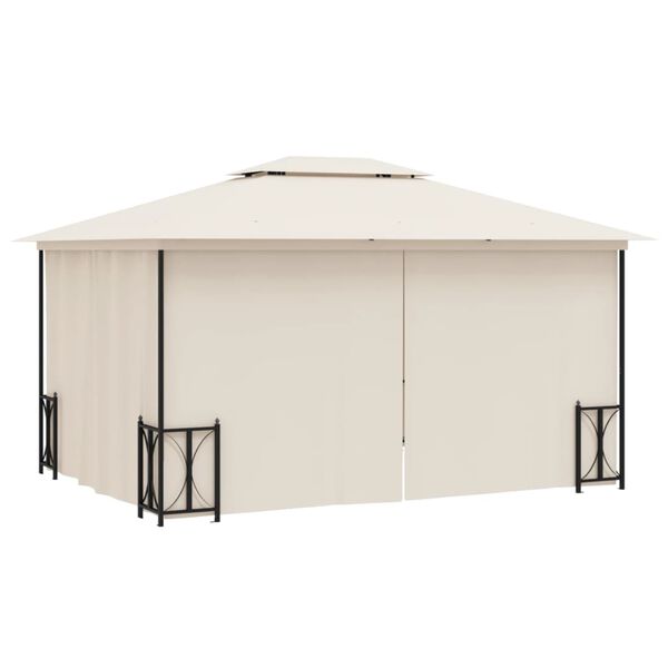 vidaXL Gazebo com paredes laterais e telhado duplo 3x4 m cor creme