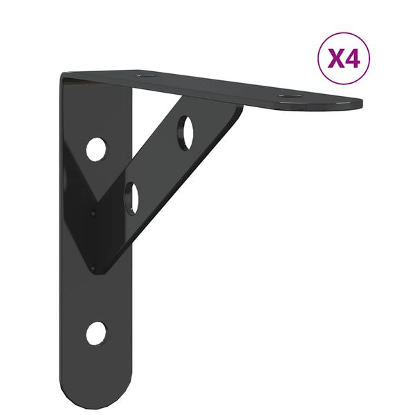 vidaXL Suportes prateleira 4pcs 15x2,5x11,5 cm aço inoxidável prateado
