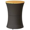 vidaXL Mesa de apoio formato de djemb&eacute; vime PE/madeira maci&ccedil;a preto