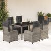 vidaXL 7 pcs conjunto de jantar p/ jardim c/ almofadões vime PE cinza