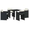 vidaXL Conjunto de Jantar para Jardim com almofada 5 pcs Preto vime PE