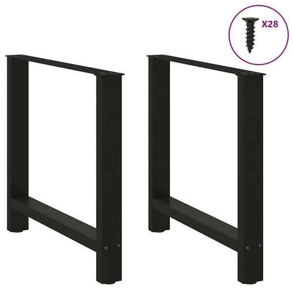 vidaXL P&eacute;s para mesa de jantar pretos 2 pe&ccedil;as 70x(72-73) cm a&ccedil;o