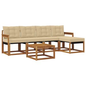 vidaXL Conjunto de Sof&aacute;s para Exterior 6 unid. Natural e Bege