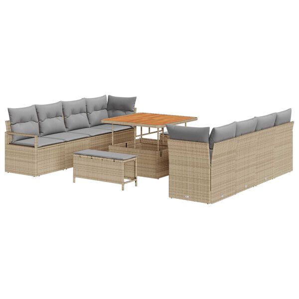 vidaXL Conjunto de Sof&aacute; de Jardim 11 pcs Bege Rattan Sint&eacute;tico