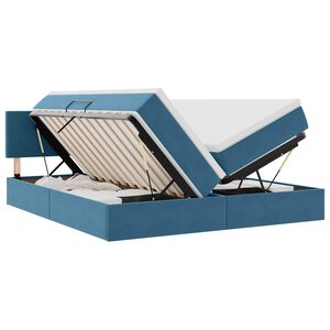 vidaXL Cama com luzes de tira LED Azul Escuro 180 x 200 cm Veludo