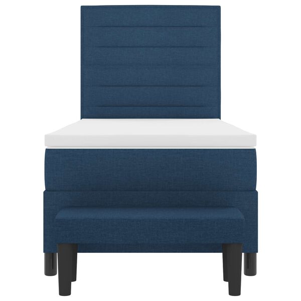 vidaXL Cama Box com colch&atilde;o com cabeceira Azul 90 x 190 cm tecido