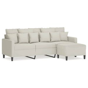 vidaXL Sof&aacute; de 3 lugares com apoio de p&eacute;s 180 cm veludo cor creme