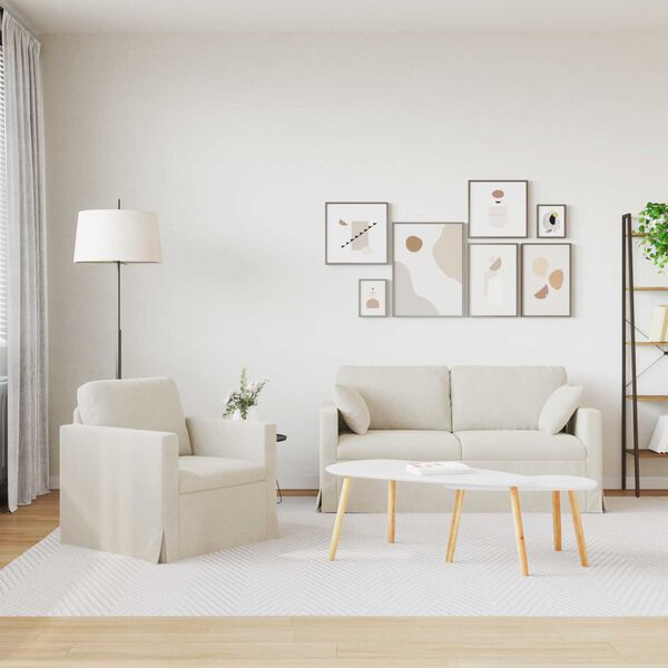 vidaXL Sof&aacute; 2 pcs Creme 158 x 78 x 80 cm Veludo