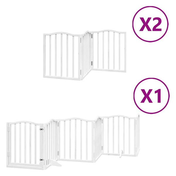 vidaXL Portão p/ cães com porta dobrável 12 painéis 600cm álamo branco