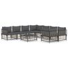 vidaXL 9 pcs conjunto lounge de jardim c/ almofad&otilde;es vime PE antracite
