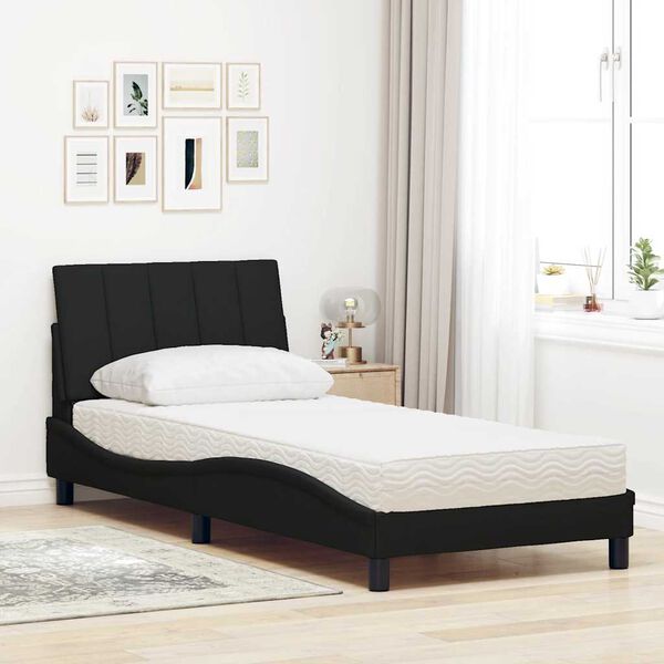 vidaXL Cama com colch&atilde;o Hanko 90x190 cm tecido preto