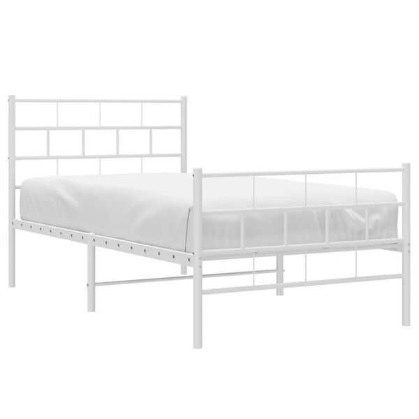 vidaXL Estrutura de cama com cabeceira e p&eacute;s 90x200 cm metal branco